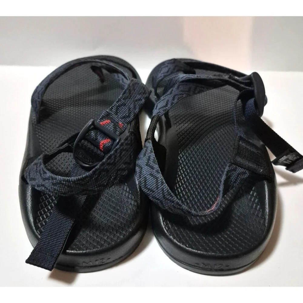 Chaco Men's Black & Navy Comfort Sandals Adjustable Straps Rubber Soles Sz M12